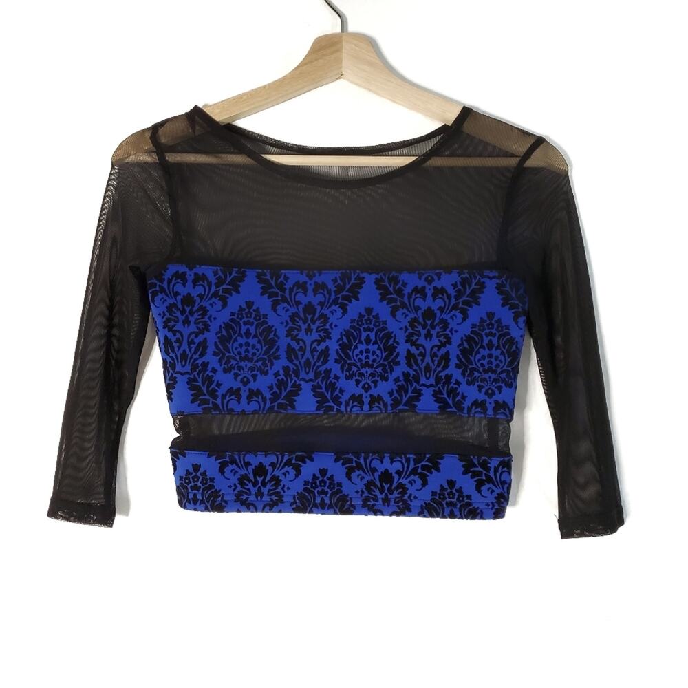 NEW Sparkle & Fade Mesh Velvet Crop Top Whimsigoth Moody Y2K Prep XS